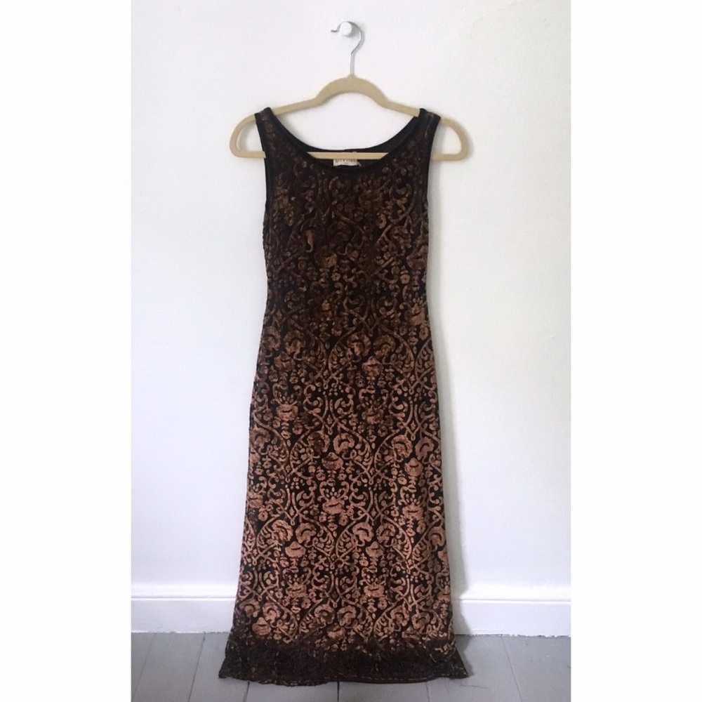 Vintage | 90s velvet burnout maxi dress | S